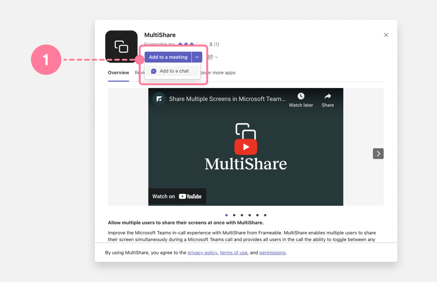 Set up modal in Teams